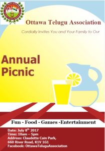 Ottawa Telugu Association Annual Picnic @ Claudette Cain Park | Ottawa | Ontario | Canada